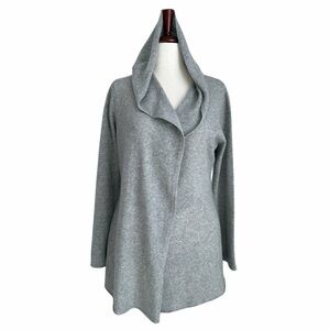 Laundry by Shelli Segal 100% Cashmere Hooded Sweater Womens Size L Gray